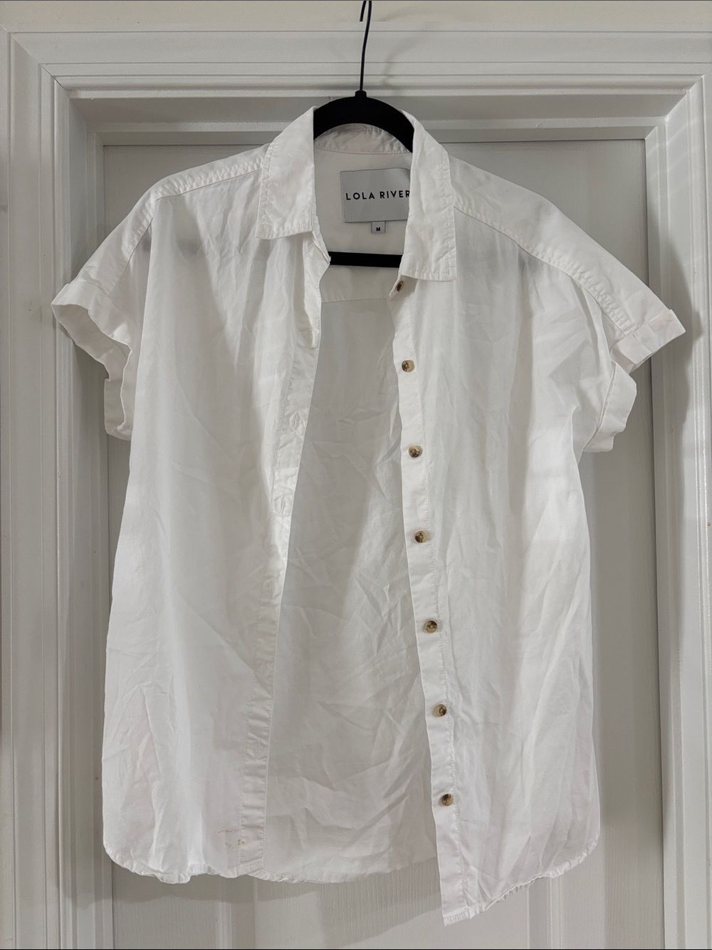 Lola River White Short Sleeve Button-Down Shirt